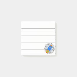 Notas Post-it® Cohete de dibujos animados con galaxia de semitone