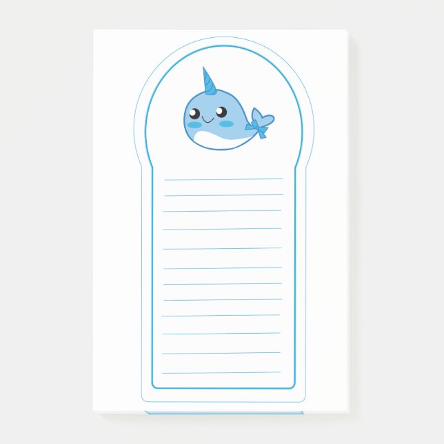 Notas Post-it® Cojín pegajoso de Narwal (Anverso)