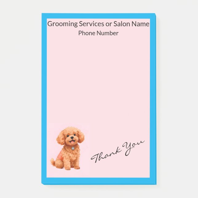 Notas Post-it® Colección moderna personalizada de aseo de perros (Anverso)