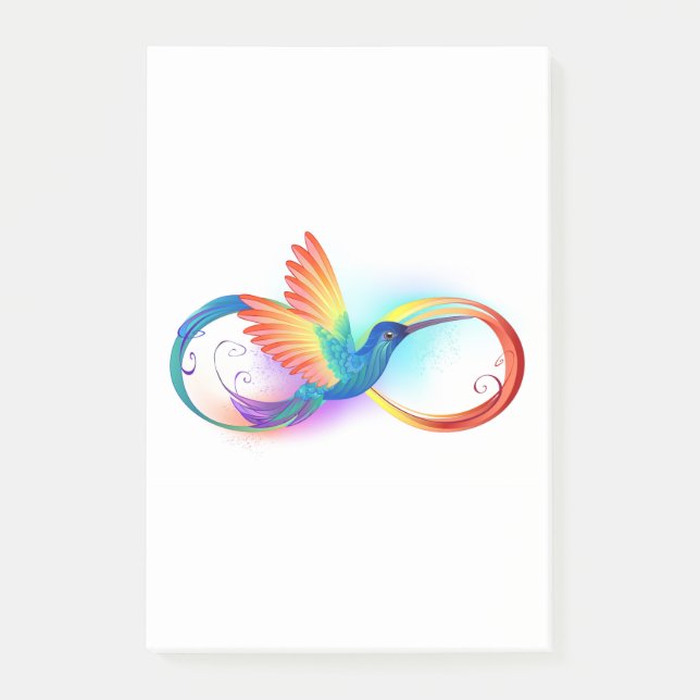 Notas Post-it® Colibrí arcoiris con símbolo Infinity (Anverso)