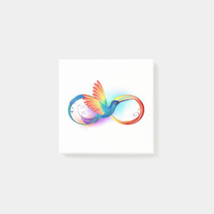 Notas Post-it® Colibrí arcoiris con símbolo Infinity