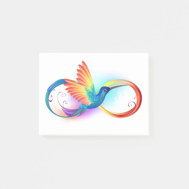 Notas Post-it® Colibrí arcoiris con símbolo Infinity (Anverso)