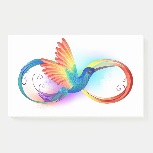Notas Post-it® Colibrí arcoiris con símbolo Infinity (Anverso)
