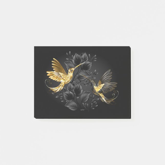 Notas Post-it® Colibrí negro y dorado (Anverso)
