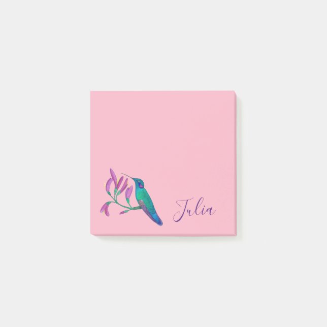 Notas Post-it® Colibrí rosa personalizado (Anverso)