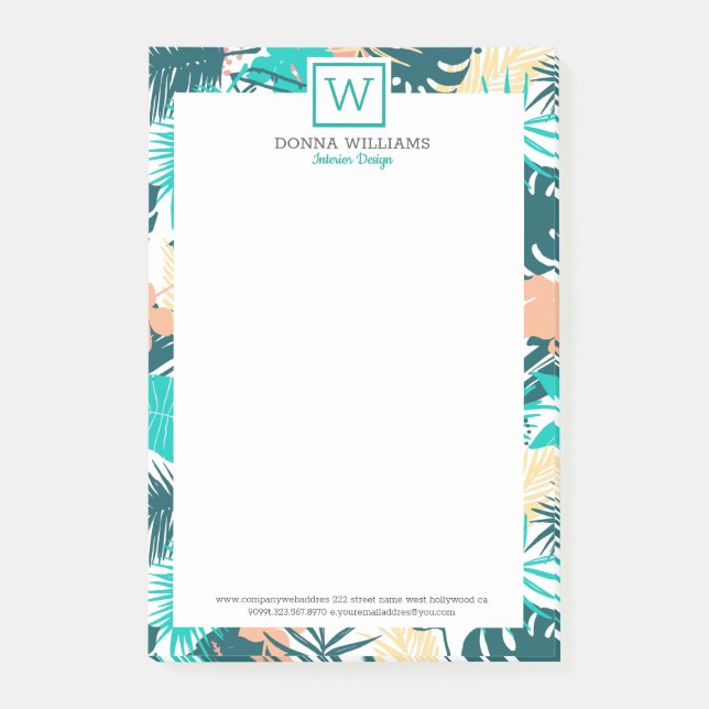 Notas Post-it® Collage de hojas tropicales (Anverso)