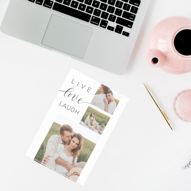 Notas Post-it® Collage moderno Pareja foto y Live Love Laugh Gift (Subido por el creador)
