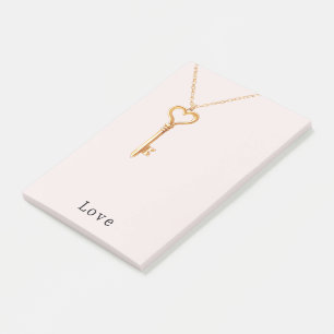 Notas Post-it® Collar de Corazón con Cadena de Oro Llave del Cora