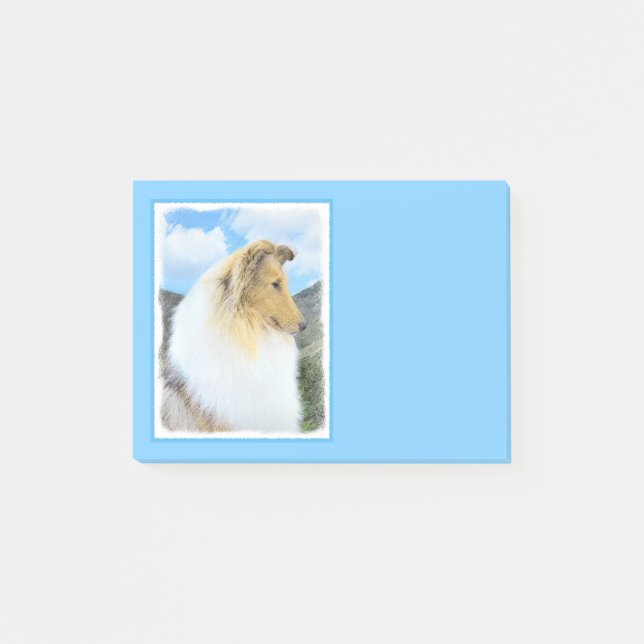 Notas Post-it® Collie in Mountains (Rough) Pintura - Perro Art (Anverso)