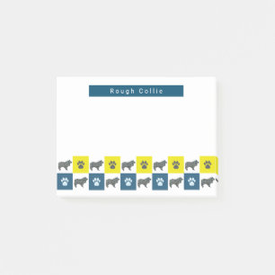 Notas Post-it® Collie Rough Dog & Paw Yellow & Blue Grid