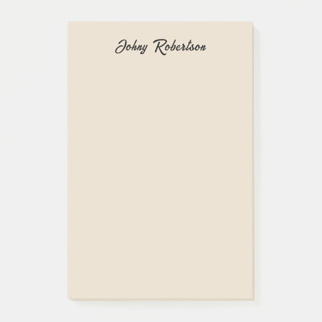 Notas Post-it® Color Almendra Liso Elegante Profesional Minimalis (Anverso)