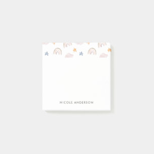 Notas Post-it® Color de agua dulce Pastel Estrellas de nubes arco