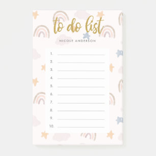 Notas Post-it® Color de agua dulce Pastel Nubes Arcoiris para hac