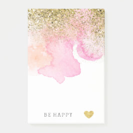 Notas Post-it® Color de agua rosada rosada Purpurina de imitación