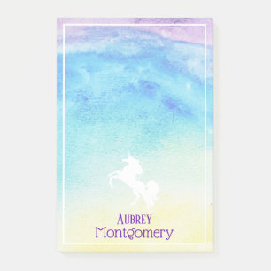 Notas Post-it® Color de arcoiris y unicornio blanco personalizado