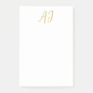 Notas Post-it® Color Dorado Monograma Inicial Clásica Profesional