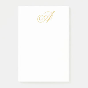 Notas Post-it® Color Dorado Monograma Inicial Clásica Profesional