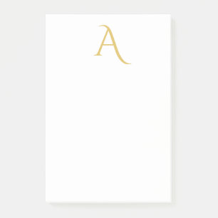 Notas Post-it® Color Dorado Monograma Inicial Profesional Blanco
