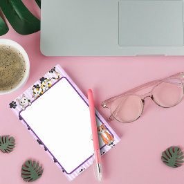 Notas Post-it® Color púrpura con patas lindo gatitos 4" x 6"