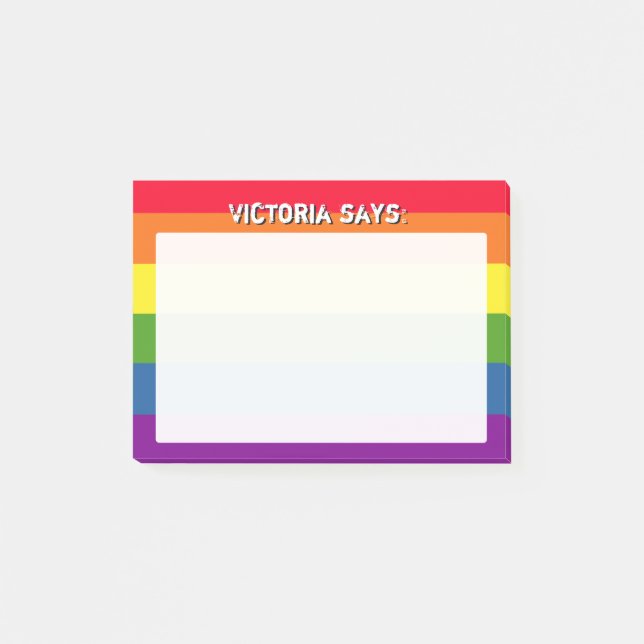 Notas Post-it® Colores arcoiris con texto Personalizado (Anverso)