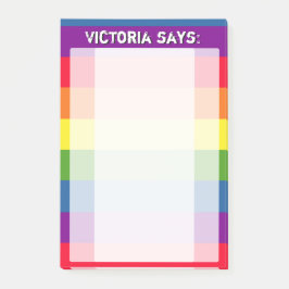 Notas Post-it® Colores arcoiris con texto Personalizado