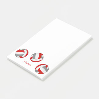Notas Post-it® colores de equipo gris rojo de voleibol personaliz