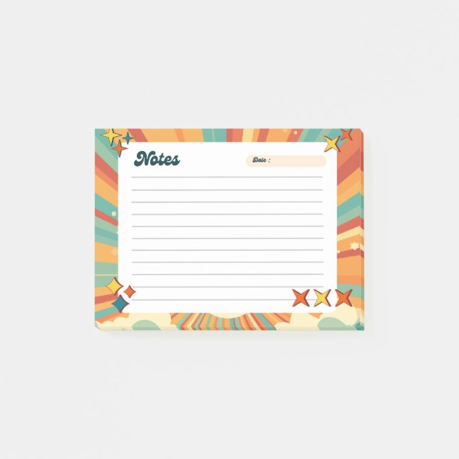 Notas Post-it® Colorful Retro Playful Post-It Notes (Anverso)
