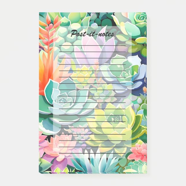 Notas Post-it® Colorful Summer Succulent Botanical Garden (Anverso)