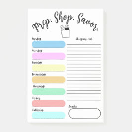 Notas Post-it® Colorful Weekly Meal Plan Post-It Note 4"x6"