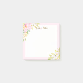 Notas Post-it® Coloridas Bocetos Florales Acuarela Rosa Botánico