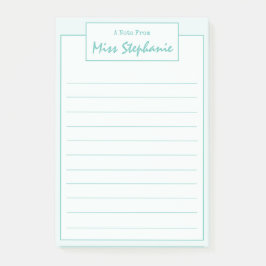 Notas Post-it® Colorido guión azul Verde azulado del profesor