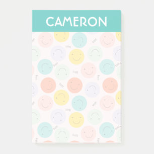 Notas Post-it® Colorido Patrón sonriente de cara feliz