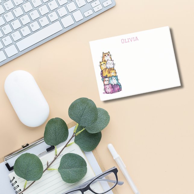 Notas Post-it® Coloridos Gatos Cute Acuarela Funny Office (Subido por el creador)