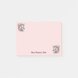 Notas Post-it® Colorosa acuarela morada mágica floral unicornio