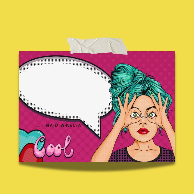 Notas Post-it® Comic Chica Pop Discurso de arte Burbuja Rosa Pers (Subido por el creador)