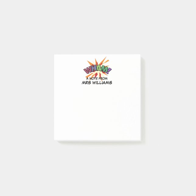 Notas Post-it® Cómic Divertido Personalizado WHAM Simple (Anverso)