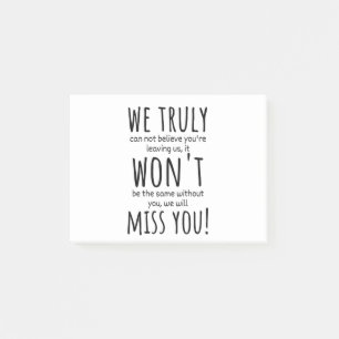 Notas Post-it® compañera de trabajo se va para las mujeres, compa