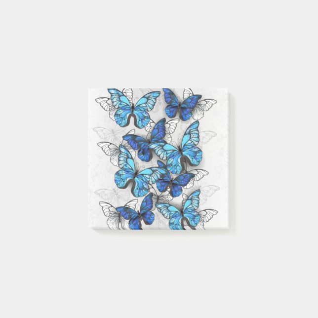 Notas Post-it® Composición de las mariposas blancas y azules (Anverso)