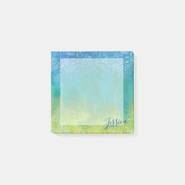 Notas Post-it® Compositores de música clásica personalizada Verde (Anverso)