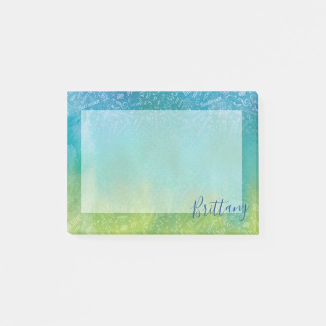 Notas Post-it® Compositores de música clásica personalizada Verde (Anverso)