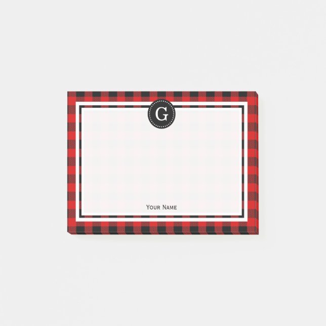 Notas Post-it® Comprobación de la placa de búfalo negra roja 1IR (Anverso)