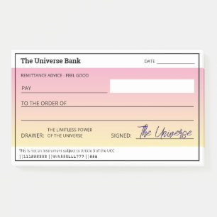 Notas Post-it® Comprobación del dinero Girly Blank Check