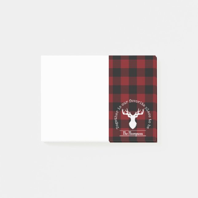 Notas Post-it® Comprobación personalizada de búfalo rojo y negro (Anverso)