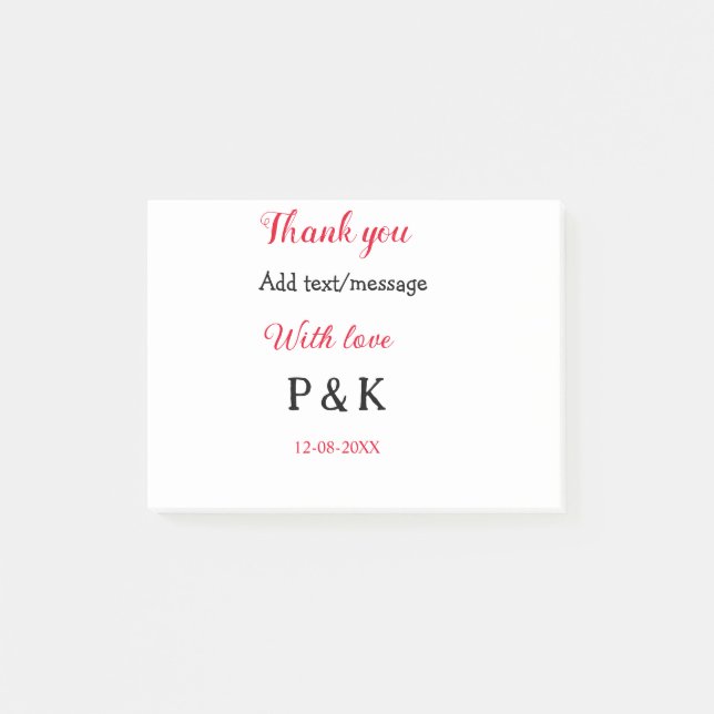 Notas Post-it® Con amor agregar carta de nombre de pareja gracias (Anverso)