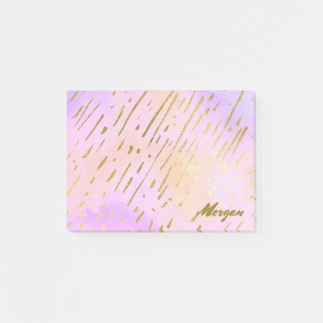 Notas Post-it® Con clase rosa y dorada (Anverso)