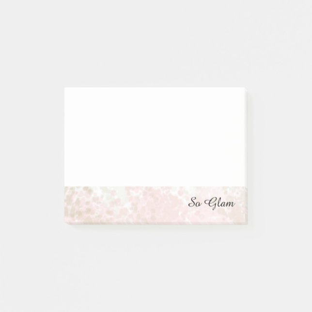 Notas Post-it® Con clase rosa y dorada So Glam (Anverso)