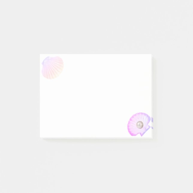 Notas Post-it® Concha de ostra con perla sobre blanco (Anverso)