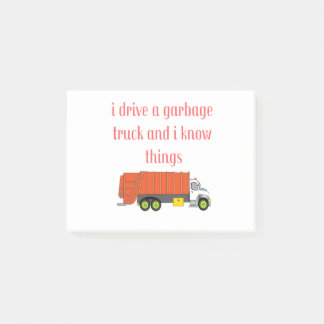 Notas Post-it® Conduzco un camión de basura y sé cosas