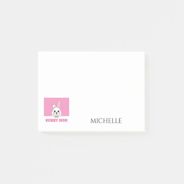 Notas Post-it® Conejita Mamá Rosa Personalizada (Anverso)