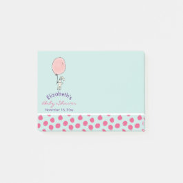 Notas Post-it® Conejito aguantando un Baby Shower con globo